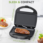 Ostba Sandwich Maker & Panini Press, 2 Slice Grilled Cheese Maker With Non-Stick Grill Plates, Indicator Lights, Cool Touch Handle, Easy To Clean And Store, 750W