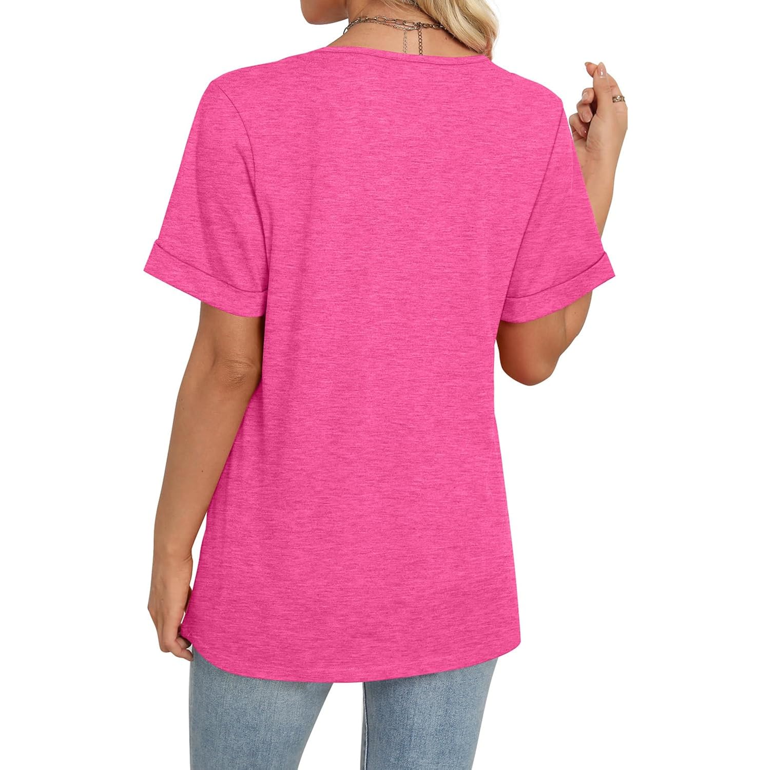 Womens Summer Tops Short Sleeve Basic Casual V Neck T Shirts Trendy Fashion 2026