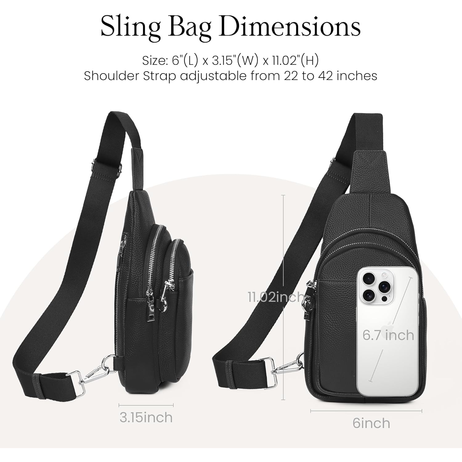 befen Genuine Leather Sling Bag for Women Anti-Theft Crossbody Chest Bags Fanny Packs for Travel with RFID Card Slots