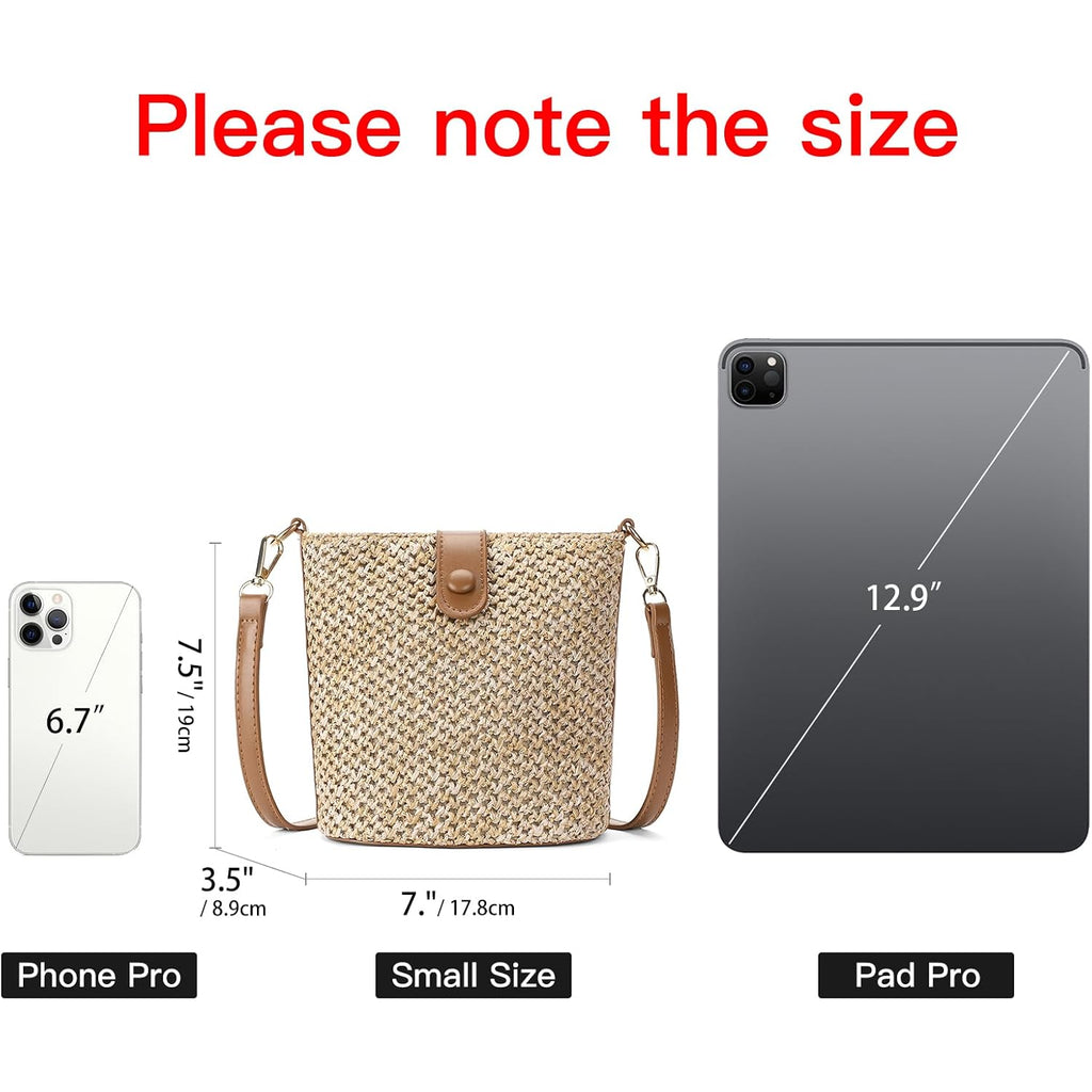 RNIEGA Small Straw Crossbody Bag for Women Woven Summer Shoulder Phone Purse Beach Handbag for Vacation