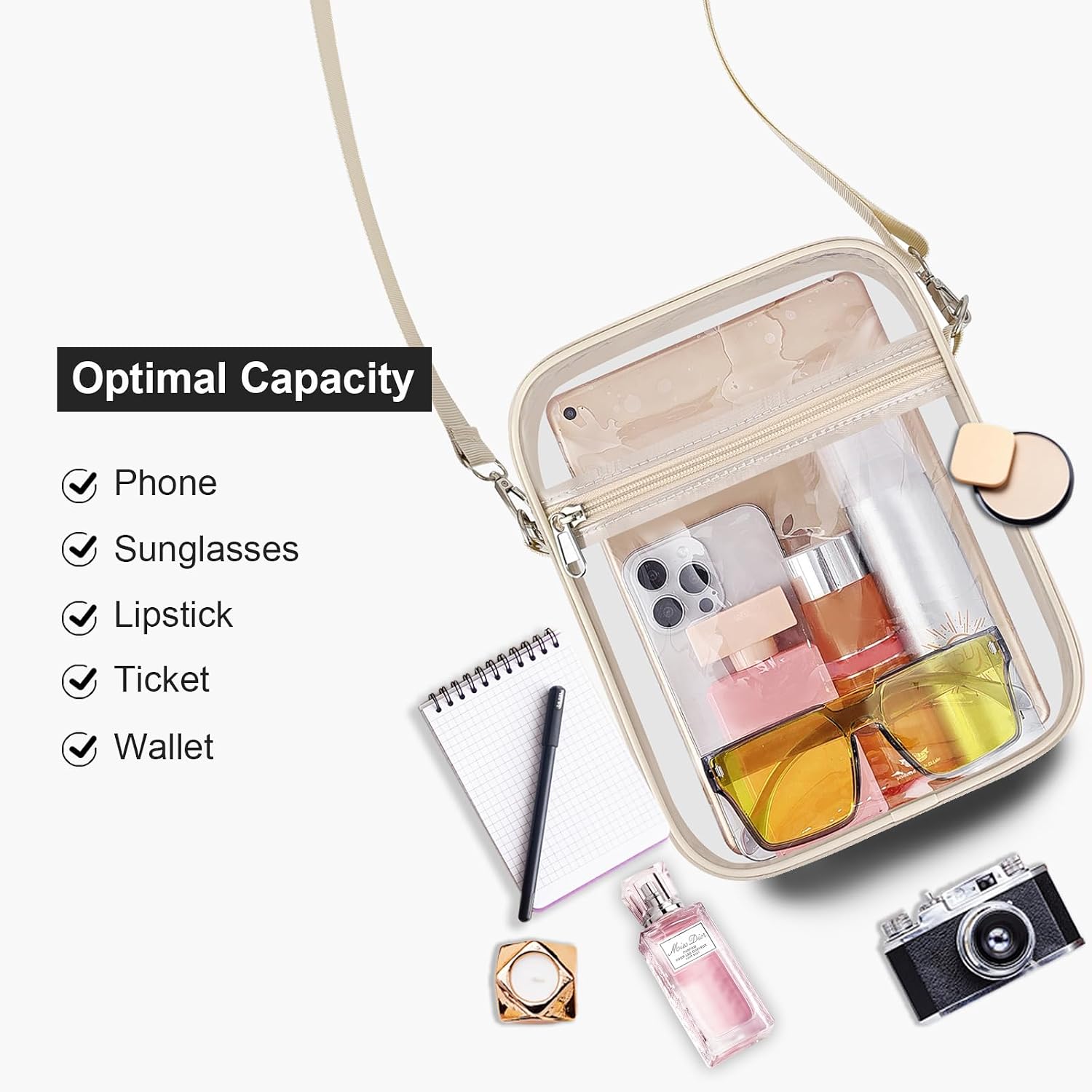 Clear Purse Stadium Transparent Messenger Bag Stadium Approved For Men And Women Clear Crossbody Bag