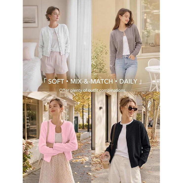 Trendy Queen Cropped Cardigan Sweaters for Women Fall Fashion Clothes 2026 | Lightweight Knit Button-Down, Versatile Layering Piece for Fall, Spring & Office Wear