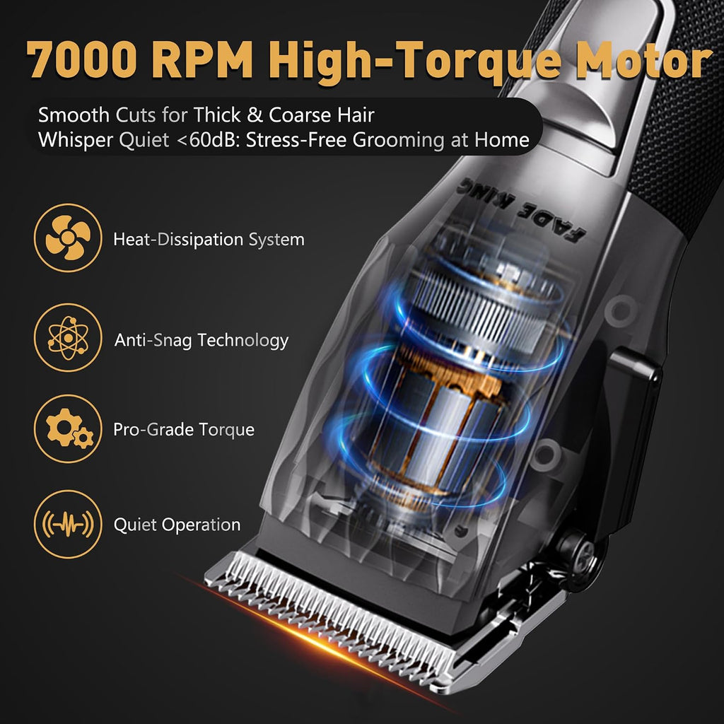 Fadeking® Professional Hair Clippers For Men, Cordless Beard Trimmer Kit For Hair Cutting & Grooming, Zero-Gap Barber Clippers Set, Ideal Mens Grooming Gift For Father’S Day/Birthday