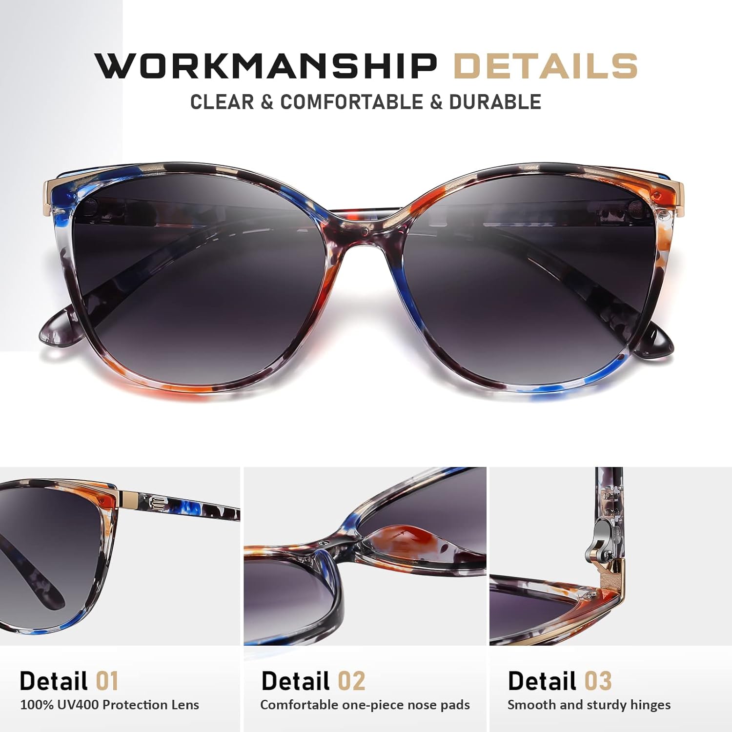 Trendy Cat Eye Sunglasses for Women Fashion Cateye UV400 Protection Glasses CL22017