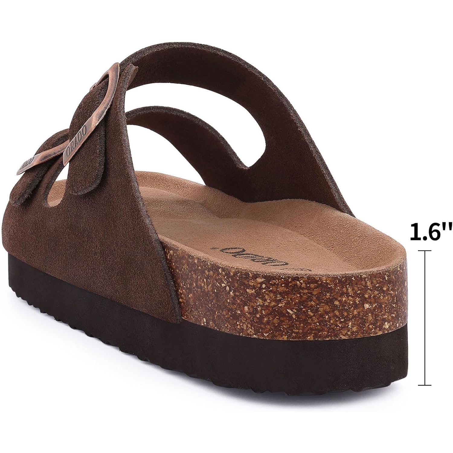 Platform Suede Sandals For Women Soft Cork Footbed Summer Slides With Adjustable Buckle