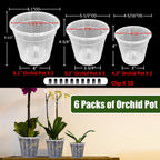 Orchid Pot, 2 Each Of 4.3",5.5",6.1" Orchid Pots With Holes, Orchid Pots For Repotting, Plastic Orchid Planter For Indoor Outdoor Plants (2 Each Of 4.3",5.5",6.1")