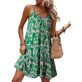 Dokotoo Summer Dresses For Women 2026 Spaghetti Strap Sexy Deep V Neck Smocked Ruffle Flowy Boho Dresses