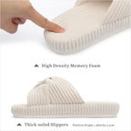 Slippers For Women Memory Foam House Bedroom Corduroy Bow Crossbands Slipper Shoes Comfy Trendy Gift Slippers
