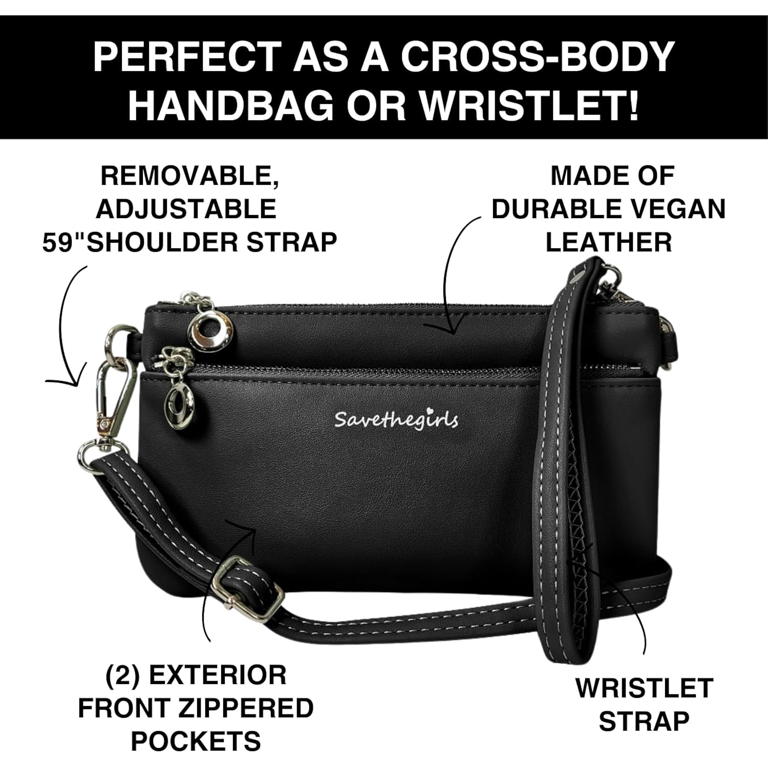 Save The Girls Cell Phone Purse - Touch Screen Women’S Crossbody Bag - Clutch Purses For Women (Bella)