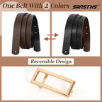 SANSTHS Skinny Reversible Belts for Women, Two-in-one Women Thin Belt for Dresses Jeans Pants with Gold Buckle