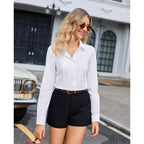 Womens Stretch Button Down Shirts Slim fit Long Sleeve Dress Shirt Wrinkle Free Collared Business Casual Blouse