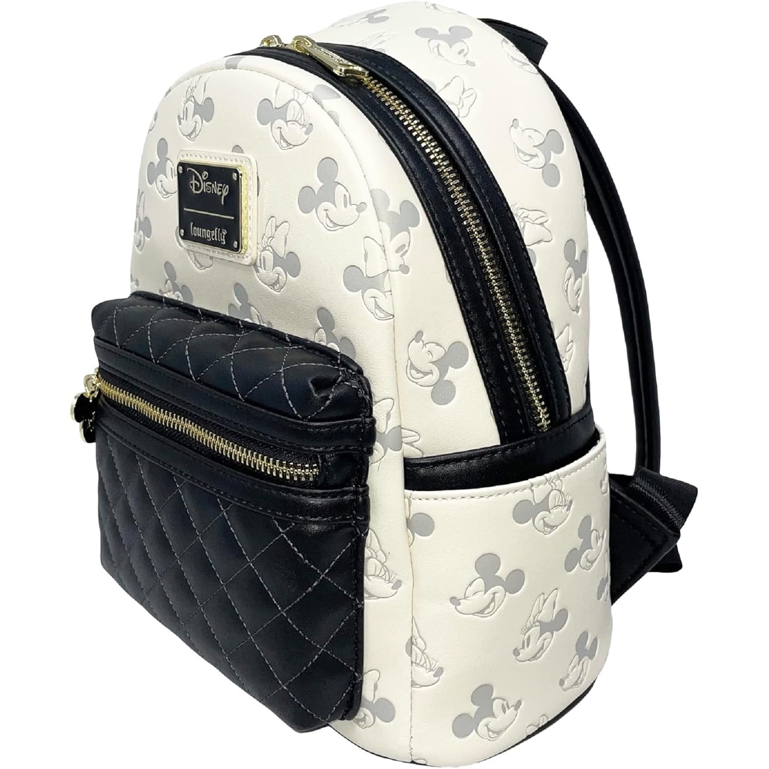 Loungefly Disney Mickey and Minnie Mouse Allover Debossed Womens Double Strap Shoulder Bag Purse