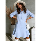 Womens White Cotton Linen Dresses Casual Button Down Shirt Dress 2026 Summer Midi Dress Beach Vacation Clothes