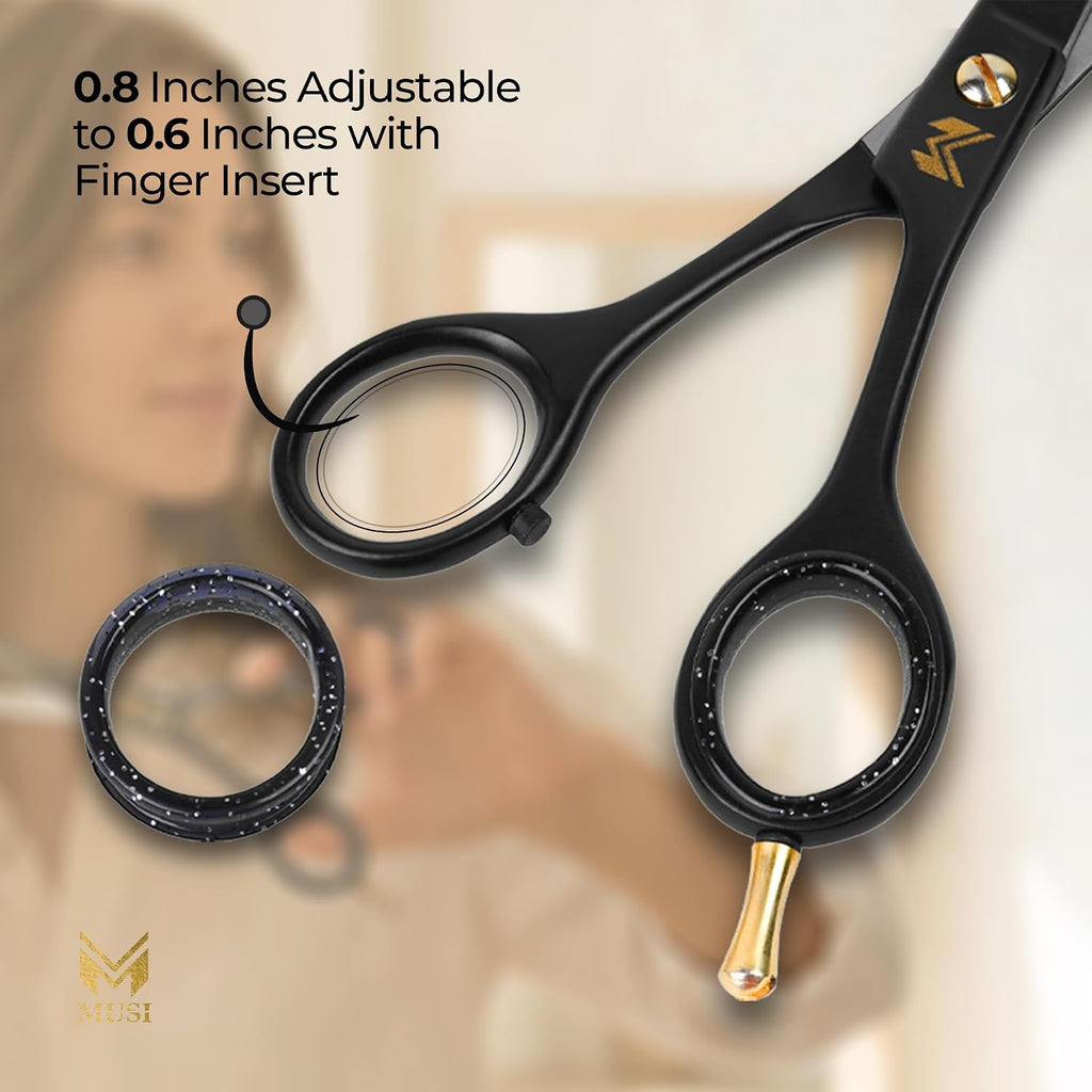 Barber Hair Cutting Scissors 6.5" – 420 Japanese Standard Stainless Steel Hair Scissors – Premium Shears For Professional Haircut – Black Sharp Shears With Hair And Beard Comb