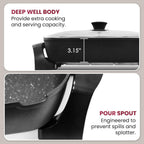 Elite Gourmet EG-6203# Extra Deep 16"x13" (10.5 Qt.) Non-Stick Electric Skillet with Glass Vented Lid & Pour Spout | Dishwasher Safe, Long-Lasting Non-Stick, 200-400°F | Serves 6-8, Black