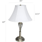 Elegant Designs Lc1001-Abs Antique Brass Three Pack Lamp Set (2 Table Lamps, 1 Floor Lamp) With Fabric White Bell Shaped Shades