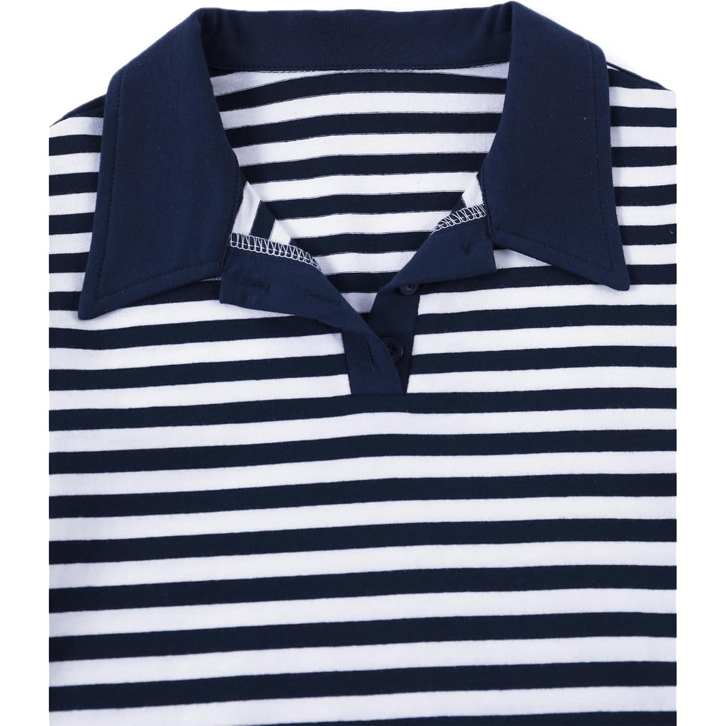 Striped Shirt Women V Neck T Shirts Short Sleeve Color Block Summer Tops