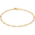 Barzel 18K Gold Plated Gold and Multi Color Crystal Baguette Anklet