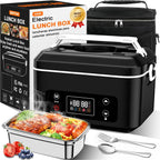 Heated Lunch Box,Electric Lunch Box, Lunch Box Battery Powered, Pro 24000Mah,5.5 Cups Portable Food Heater-3D-5 Side Heating-Intelligent Temperature Control,Suitable For Trucks,Offices (Black/White)