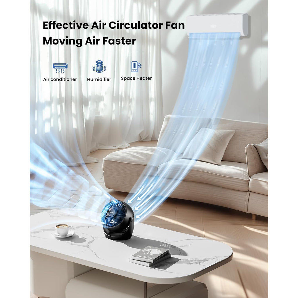 Gaiatop Desk Fan, 5-Inch Portable Electric Table Desktop Air Circulator Fans, Small But Powerful With 3 Speed 360° Adjustable Tilt For Cooling Home Dorm Office Bedroom Bathroom Kitchen, Black