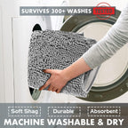 LuxUrux Toilet Rugs U Shaped Washable, Bathroom Toilet Mat, Extra-Soft Plush Bath Bathroom Rug,1'' Chenille Microfiber Material, Super Absorbent Shaggy Machine Wash & Dry (20 x 20 inch, Light Grey)