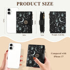 Celestial Moon Small Rfid Wallet Women, Pu Leather Bifold Zipper Coin Pocket Compact Cash Credit Card Holder Purse, Cute Travel Wallet For Female Ladies Teen Girls, 4 Id Window 14 Card Slots