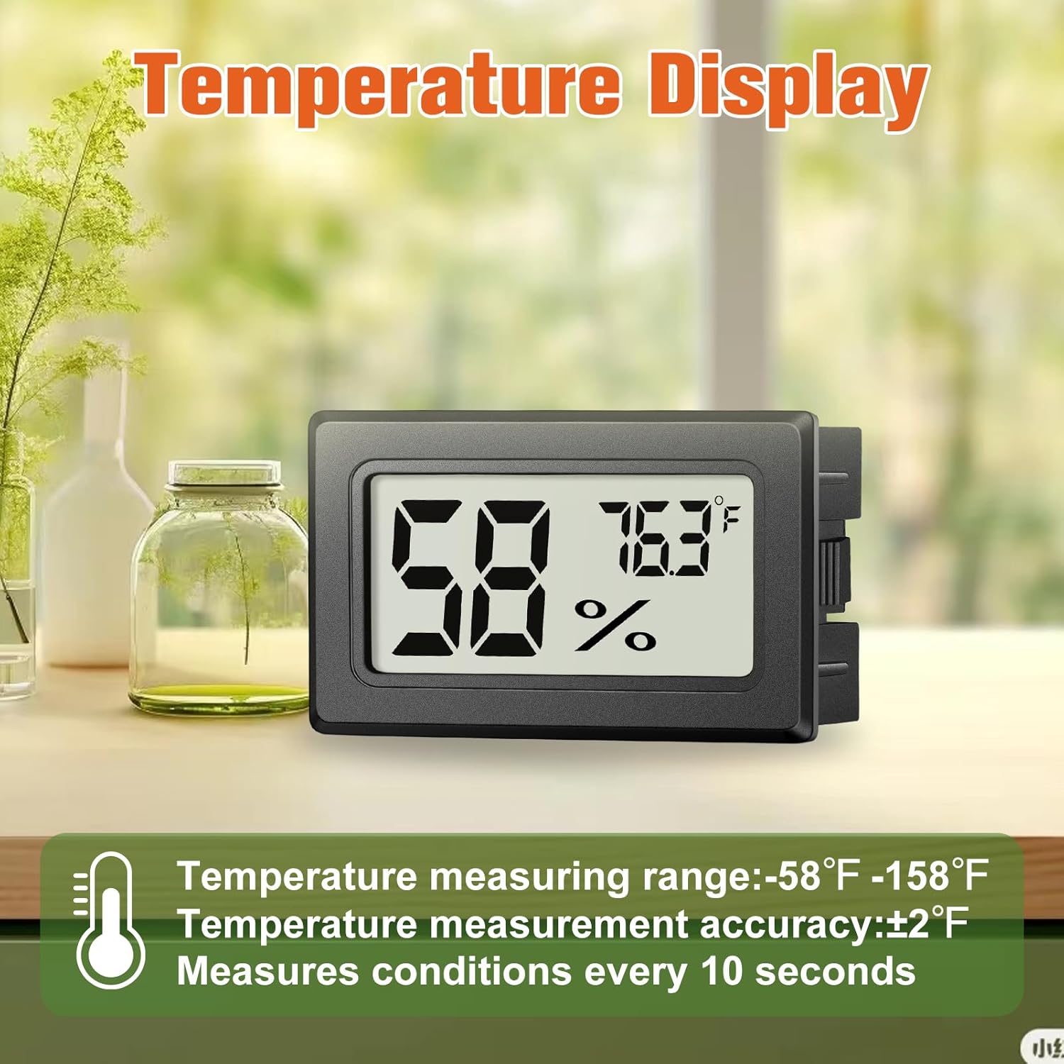 6 Pack Mini Hygrometer Indoor Humidity Meter, Small Digital Thermometer Humidity Gauge Meter, Indoor Thermometer Hygrometer Monitor Fahrenheit (℉) For Thermostat Reptile Tank, Mason Jars