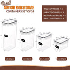 Praki Airtight Food Storage Containers Set With Lids - 24 Pcs, Bpa Free Kitchen And Pantry Organization, Plastic Leak-Proof Canisters For Cereal Flour & Sugar - Labels & Marker