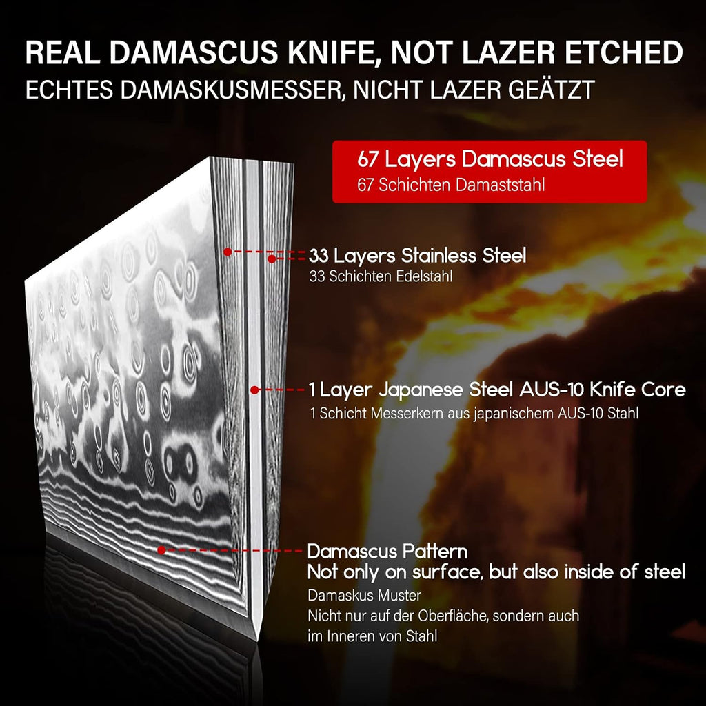 Shan Zu Chef Knife 8 Inch Japanese Steel Damascus Kitchen Knife, Professional Kitchen Knives Sharp High Carbon Super Steel Kitchen Utility Knife