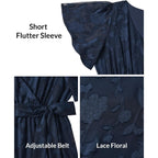 Pinup Fashion Plus Size Dresses For Wedding Guest - Formal Cocktail Elegant Wrap V Neck Long Dress