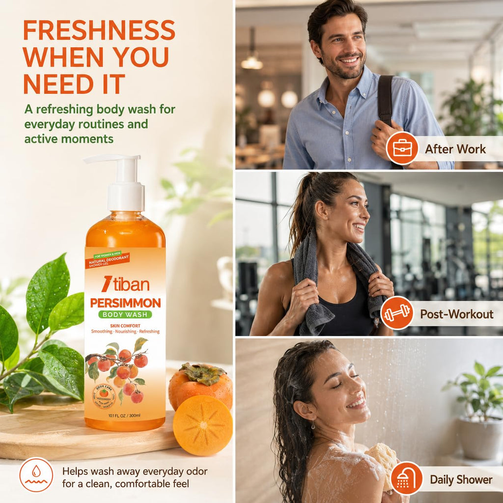 Persimmon Body Wash For Old People Smell, Odor Control, 10.1 Fl Oz