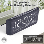 Pplee 8.7Inch Digital Alarm Clock For Bedroom-Digital Clock With Day Of Week Month Year Humidity & Temperature Brightness Snooze 2 Alarm Clock & 2 Usb Charger Desk Clock For Heavy Sleeper