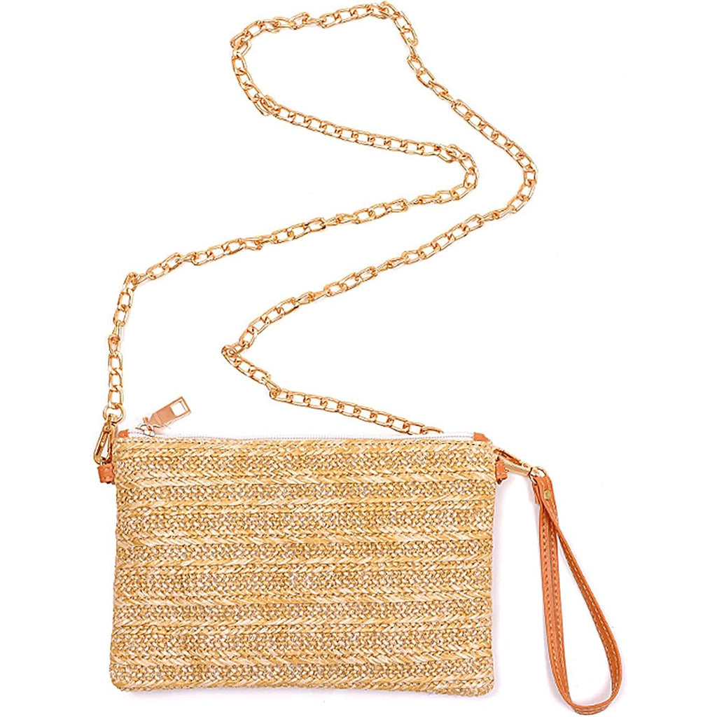 Beurlike Straw Clutch Purses for Women Beach Wristlet Wallet Small Cross body bag for Girls