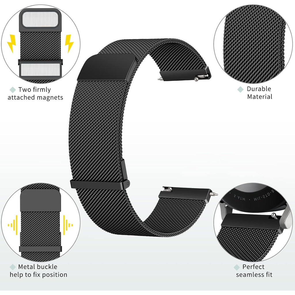 Meliya Metal Watch Bands, 20Mm 22Mm Quick Release Watch Strap, Stainless Steel Mesh Replacement Band For Women Men