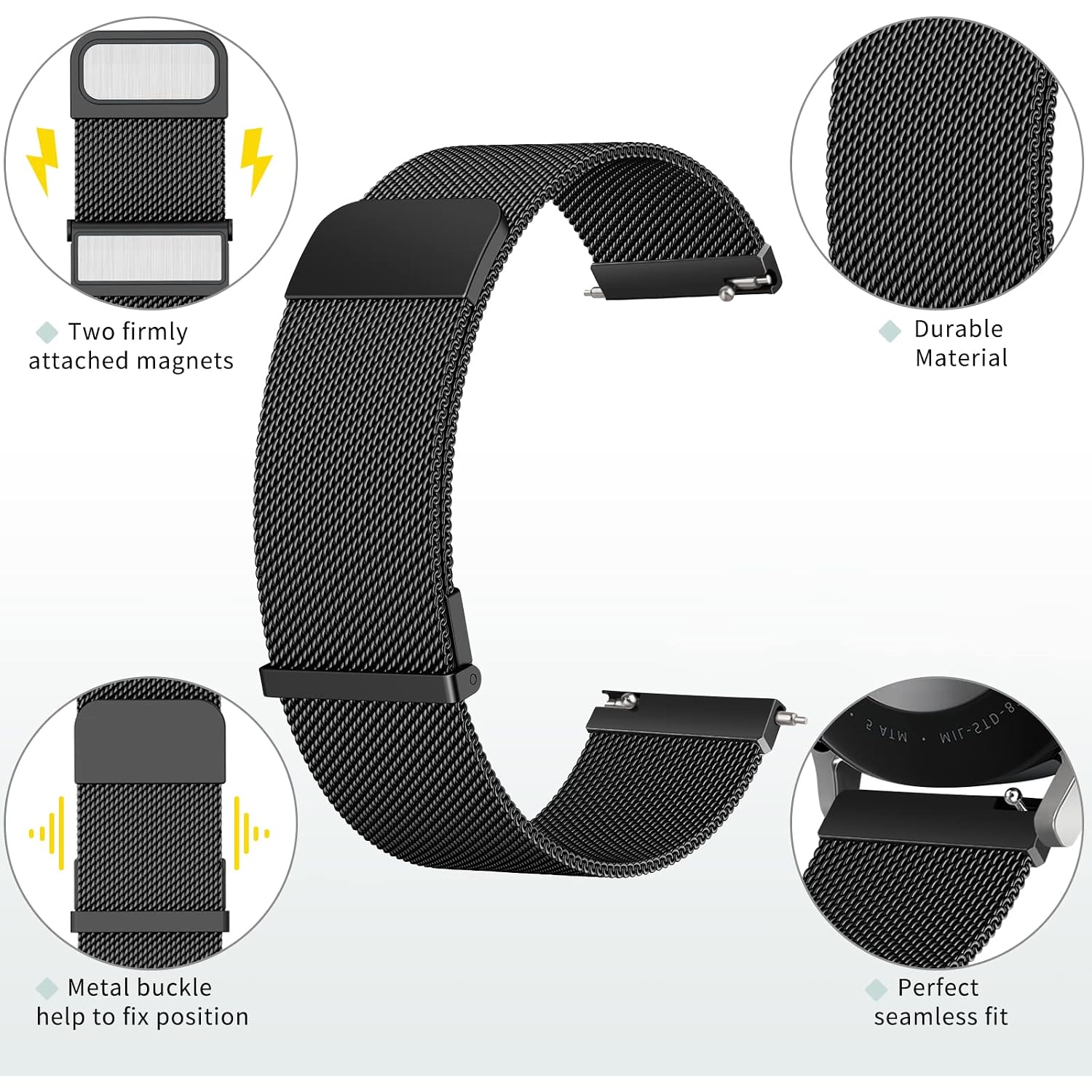 Meliya Metal Watch Bands, 20Mm 22Mm Quick Release Watch Strap, Stainless Steel Mesh Replacement Band For Women Men