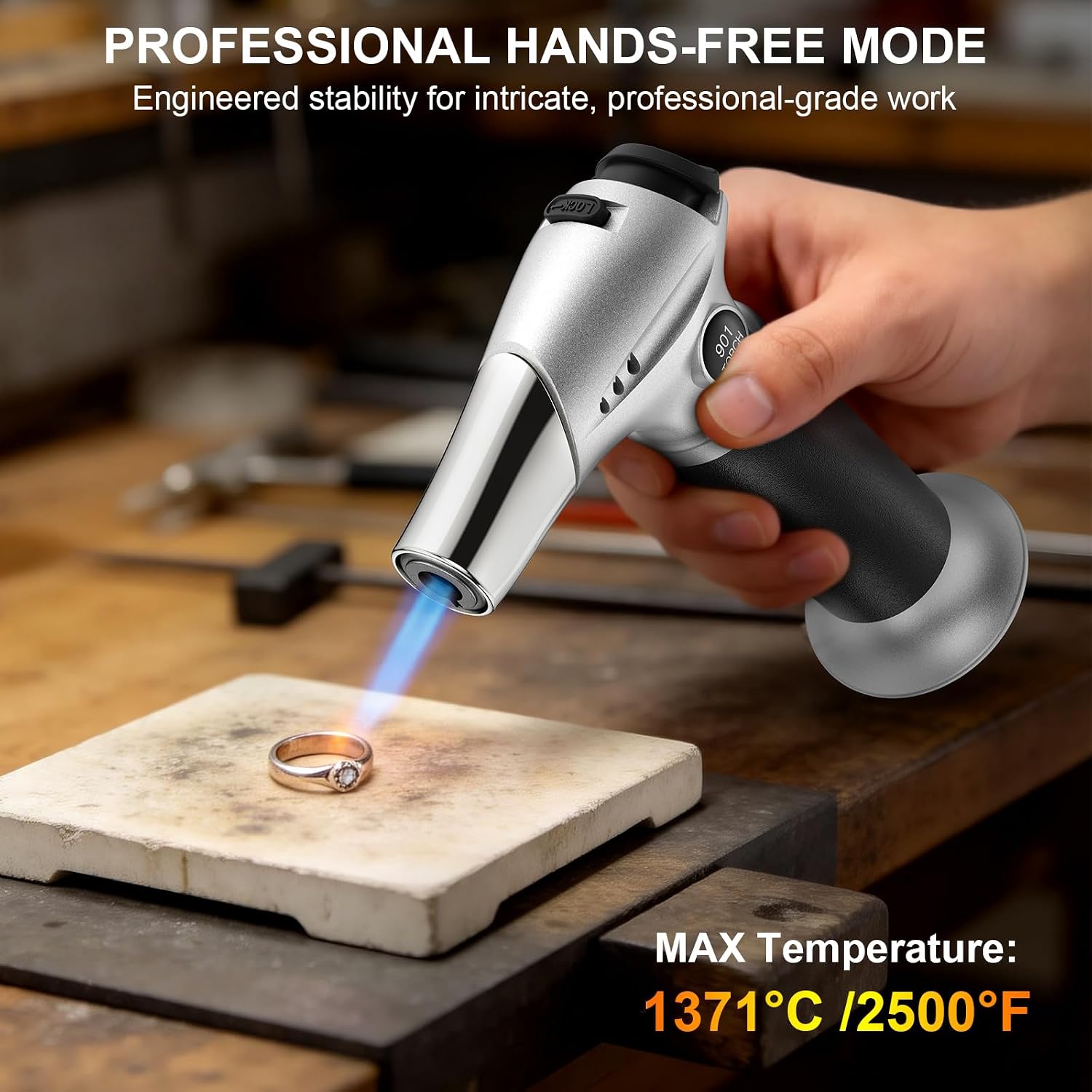 Butane Torch, Kitchen Torch Cooking Torch With Safety Lock & Adjustable Flame For Cooking, Bbq, Baking, Brulee, Creme, Diy Soldering(Butane Not Included)