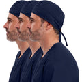Cherokee Men and Women Scrub Cap with Adjustable Elastic Tie-Back Lightweight, Breathable No-Slip Unisex Surgical Cap - 2506 Navy - 3 Pack