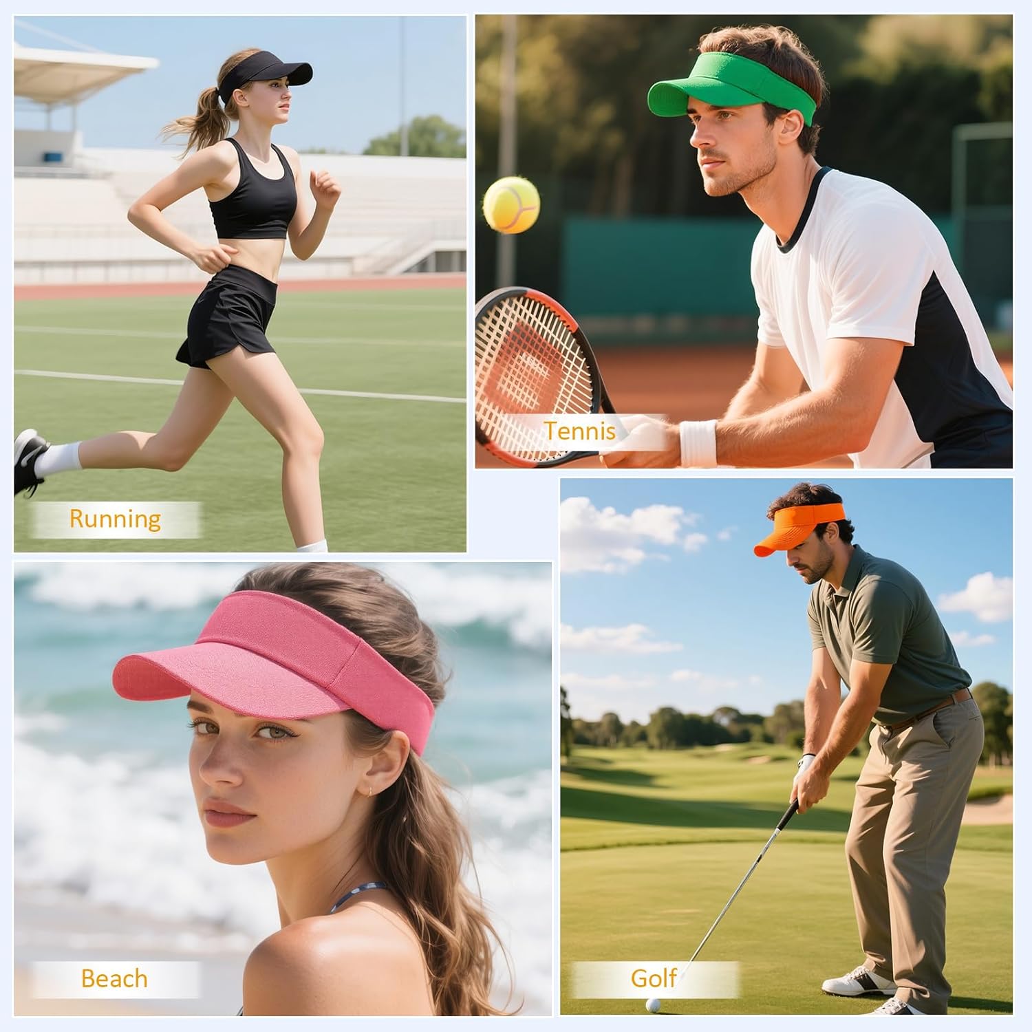 Structured Brim Quick-Dry Sun Visor Hat,Lightweight Sun Protection Sports Visor for Running Golf Tennis Women