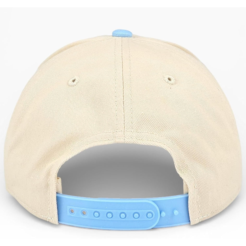 Classic A-Frame Two Tone 5-Panel Snapback Hat, Semi-Structured Pinch Front Baseball Cap, Adjustable Fit, Blank for Custom Stone Baby Blue