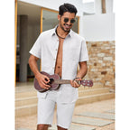 Coofandy Men'S Button Down Shirt Short Sleeve Cotton Casual Summer Shirts Beach Vacation Linen Shirts For Men