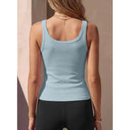 Women Sleeveless Tank Tops with Built in Bra Square Neck Cotton Ribbed Basic Cami Summer Workout Tops 2026