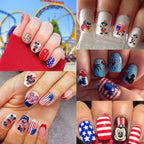Independence Day Cartoon Nail Art Stickers 3D Self-Adhesive Designer Nail Stickers USA Patriotic Hearts Mouse Nail Design 4th of July Nail Decals for Women DIY Cute Holiday Nail Decoration 6 Sheets