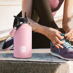 Dysanky Insulated Water Bottle | Thickened Stainless Steel Vacuum Metal | Portable Sports Half Gallon Large Water Jug For Gym And Hiking With Straw, Carrier Bag, Handle Strap | Bpa-Free 64 Oz