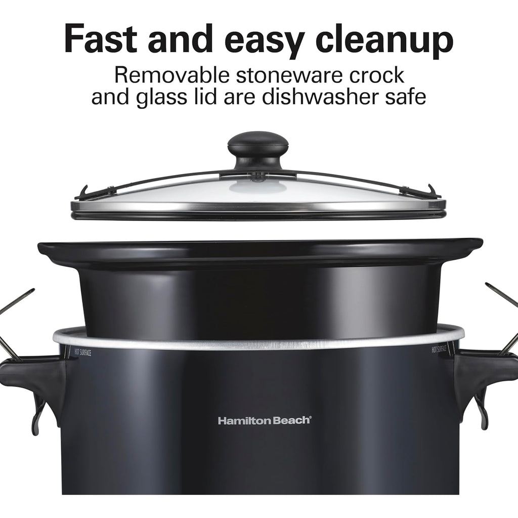 Hamilton Beach Slow Cooker, Extra Large 10 Quart, Stay or Go Portable With Lid Lock, Dishwasher Safe Crock, Black (33195)