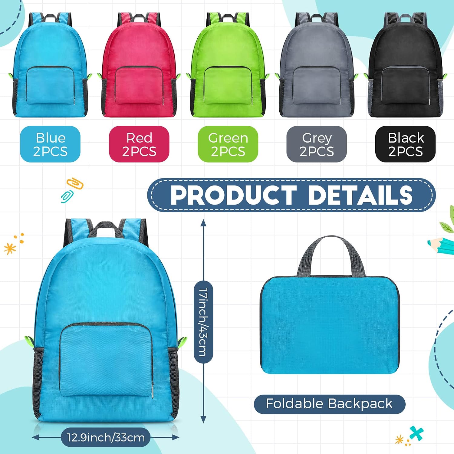 Jexine 10 Pcs Backpacks In Bulk 16.5 Inches Back Pack Basic Backpack For Adult Lightweight Outdoor Travel Book Bags(Multicolor)