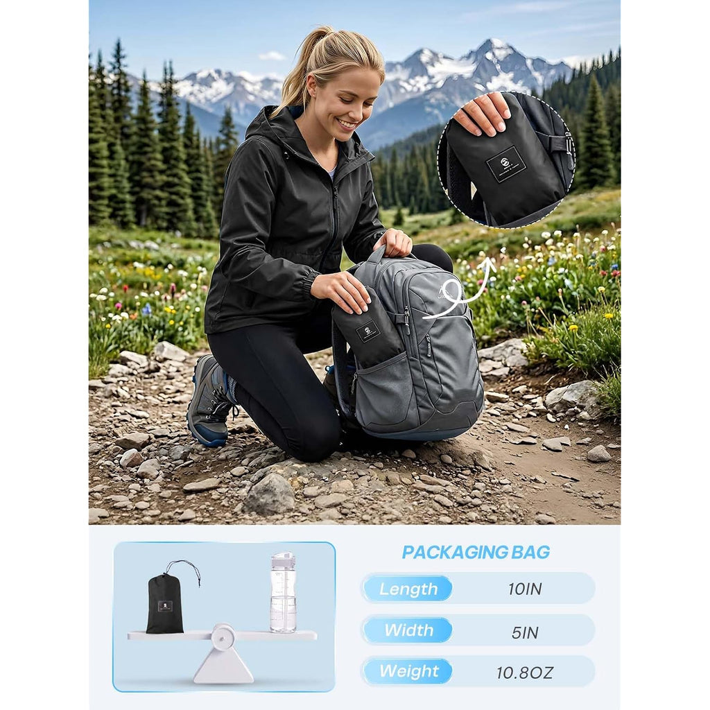 Saphirose Lightweight Rain Jacket Women Waterproof Raincoat Packable | Raincoat, Rain Coat, Windbreaker, Zip Pockets, Drawstring Hem, Hiking, Camping, Travel, Ultra-Portable