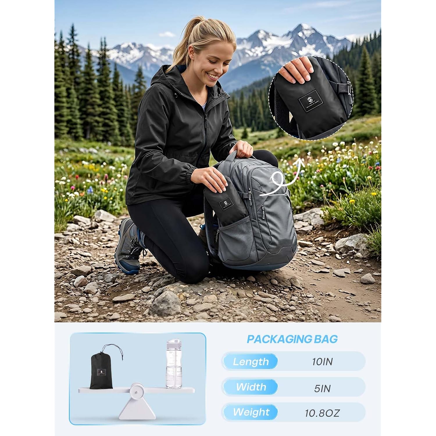 Saphirose Lightweight Rain Jacket Women Waterproof Raincoat Packable | Raincoat, Rain Coat, Windbreaker, Zip Pockets, Drawstring Hem, Hiking, Camping, Travel, Ultra-Portable