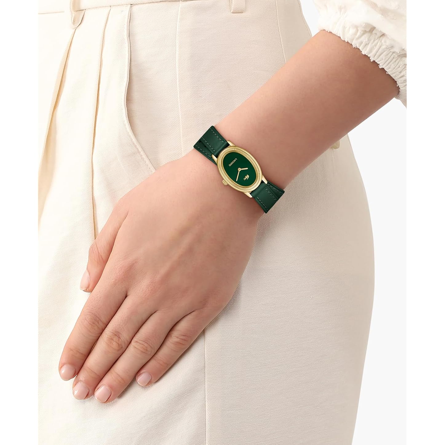 Lacoste Parisienne Women'S 2H Watch – Oval Case, Fluted Bezel, Quartz Movement, Double Wrap Smooth Leather Strap, Chic And Minimalist Design - Gift For Her