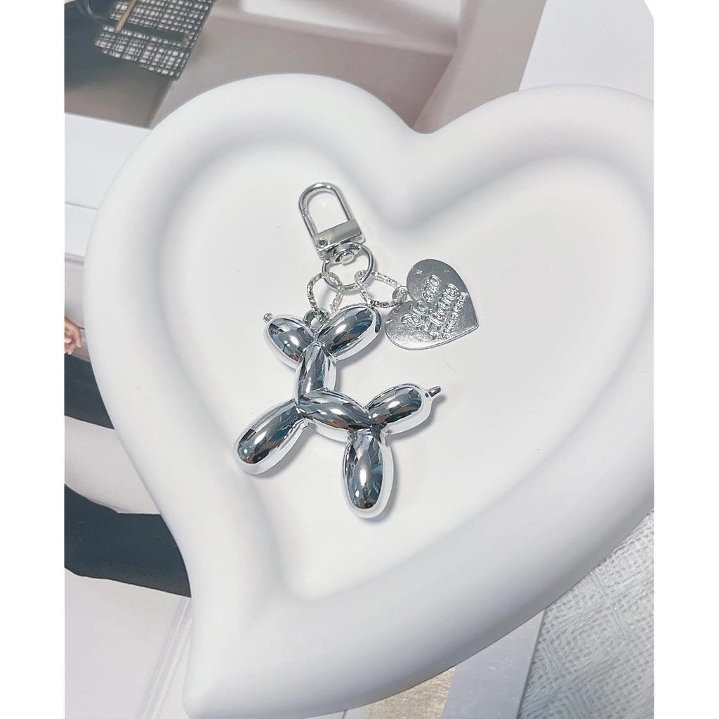 LAEKOU Jelly Balloon Dog Design Keychain for Women, Cute Girls Key Chain, Bag Charms Accessories for Car Purse Backpack
