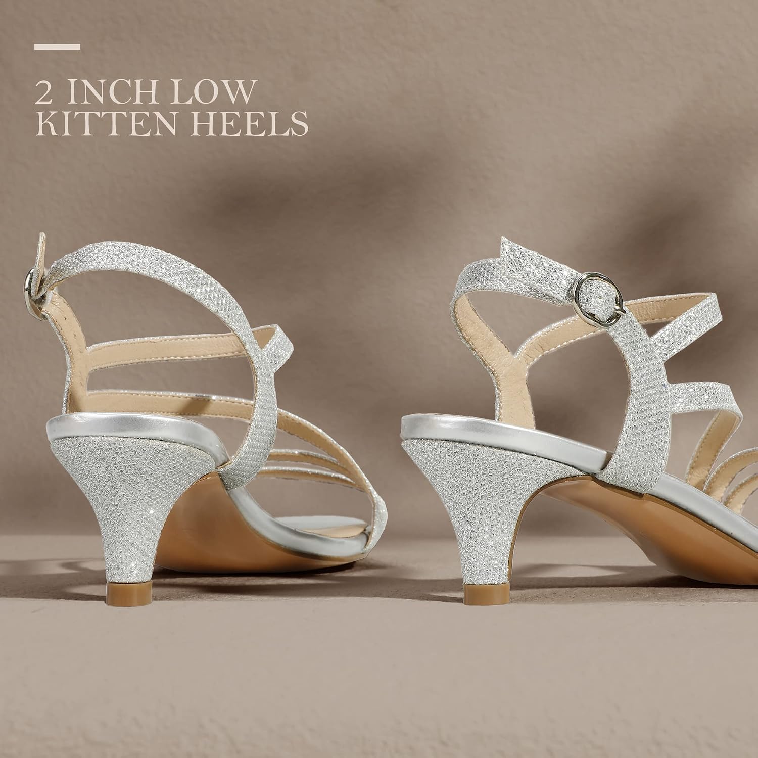 Idifu Women'S Dressy Strappy 2 Inch Low Kitten Heel Open Toe Sandals Dress Shoes For Woman Lady In Bridal Dance Evening